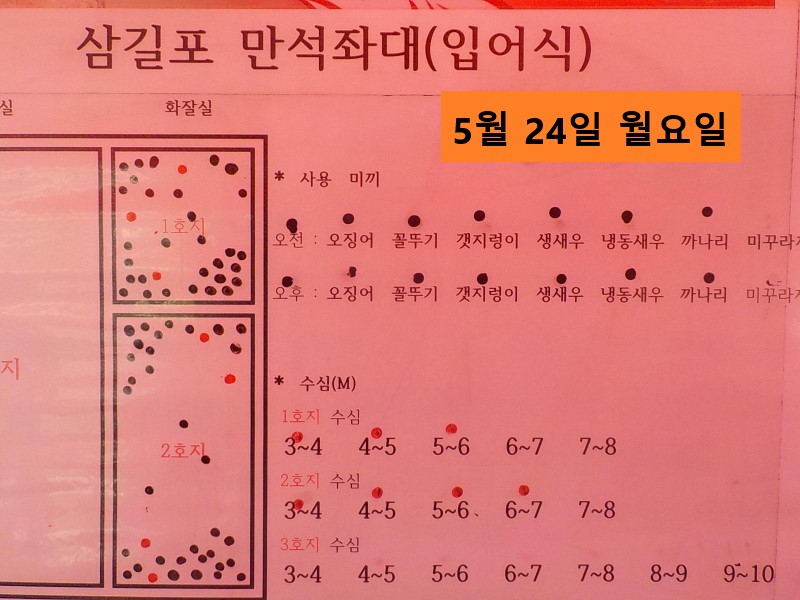 삼길포 만석좌대 5월 24일 입어식 입질 포인트 참고 하시면 도움 되실겁니다